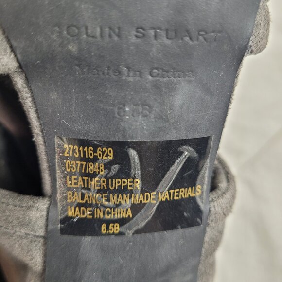 Colin Stuart gray suede booties fringe leather ties tassels stiletto heels 6.5 - Picture 8 of 13